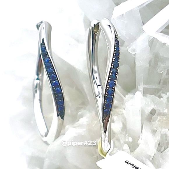 NWT Judith Ripka Nova Large Pave Blue Sapphire Hoops - Picture 5 of 15